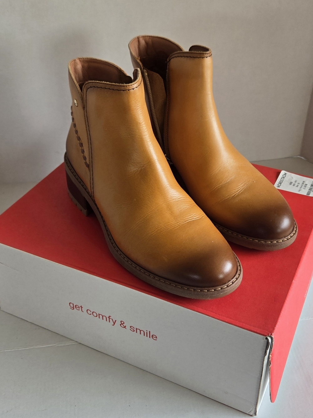 Pikolinos Womens Tan Leather Ankle Boots Size 8